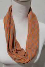 Load image into Gallery viewer, Orange Stripe Infinity Scarf with Hidden Zipper Pocket