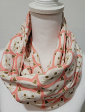 Load image into Gallery viewer, Blush Pink Cat Print Double Loop Jersey Knit Infinity Scarf